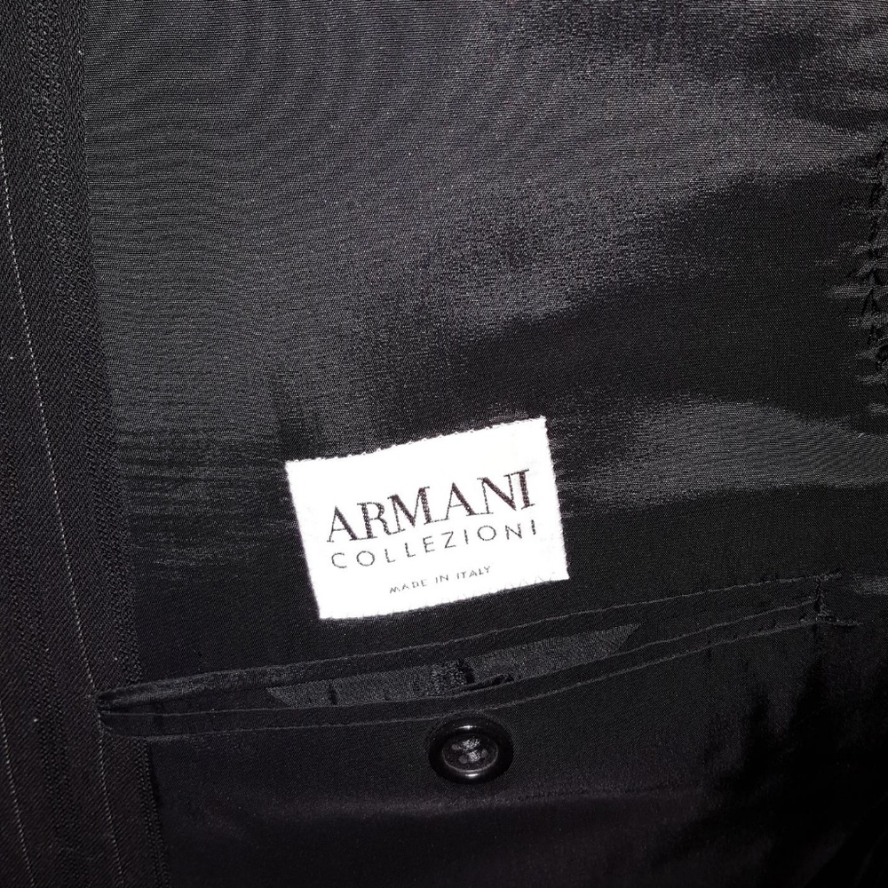 Armani Mens Pinstripe Wool Blazer 42R Black White - Picture 6 of 8